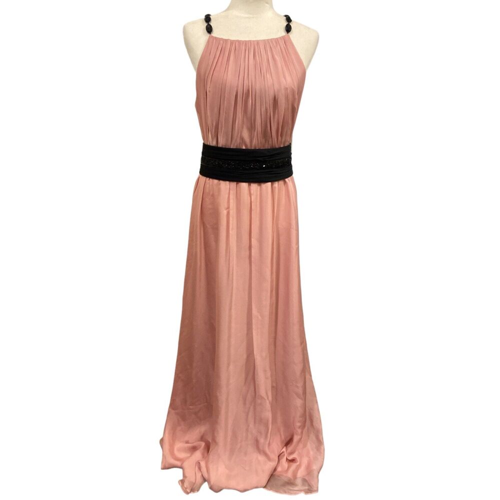 Marchesa Notte Gown Blush Pink Black Accent Silk Dress 12